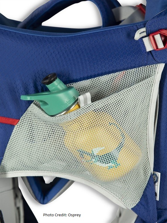 Osprey poco child carrier side mesh storage on baby backpack