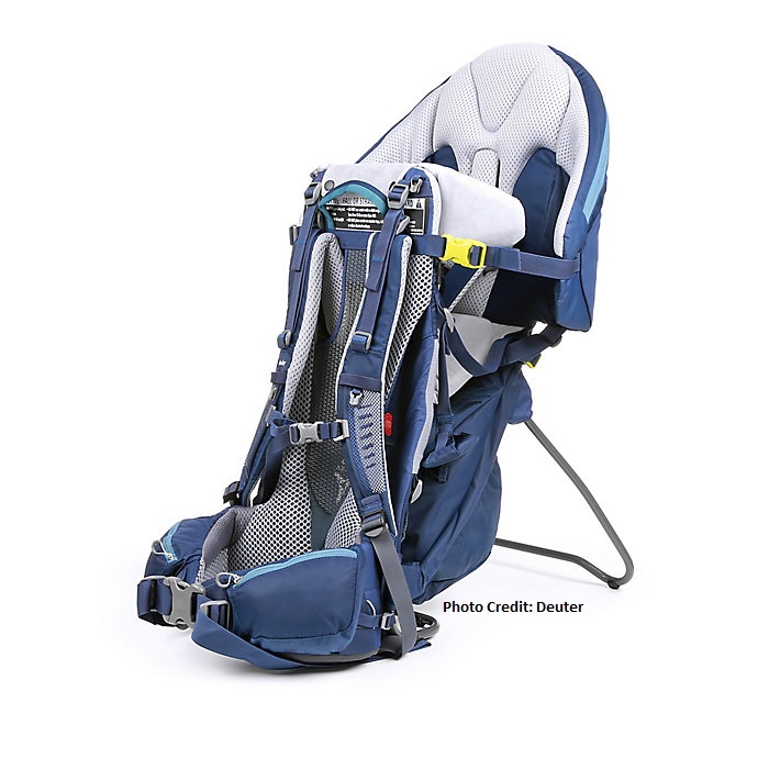 Image showing off center view including kick stand on the Deuter Kid Comfort Pro