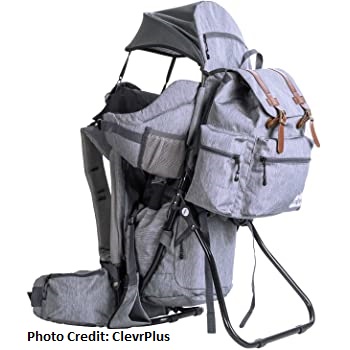 Back view of the Clevrplus Urban Explorer baby backpack carrier