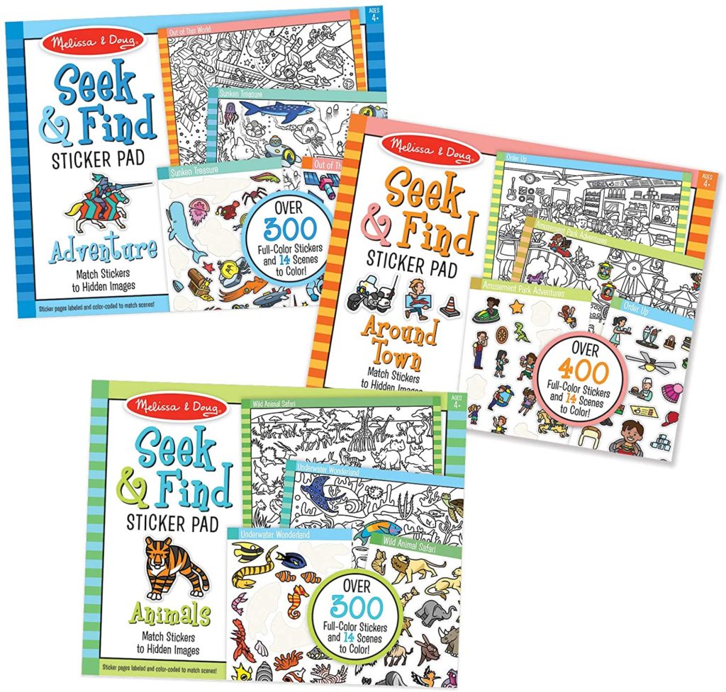 Melissa and Doug Seek and Find Sticker Book for Flying with a Toddler